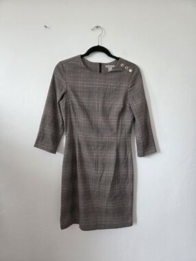 H&M Plaid Glen Check Sheath Dress Pencil Office Preppy Academia Literary Chic 6